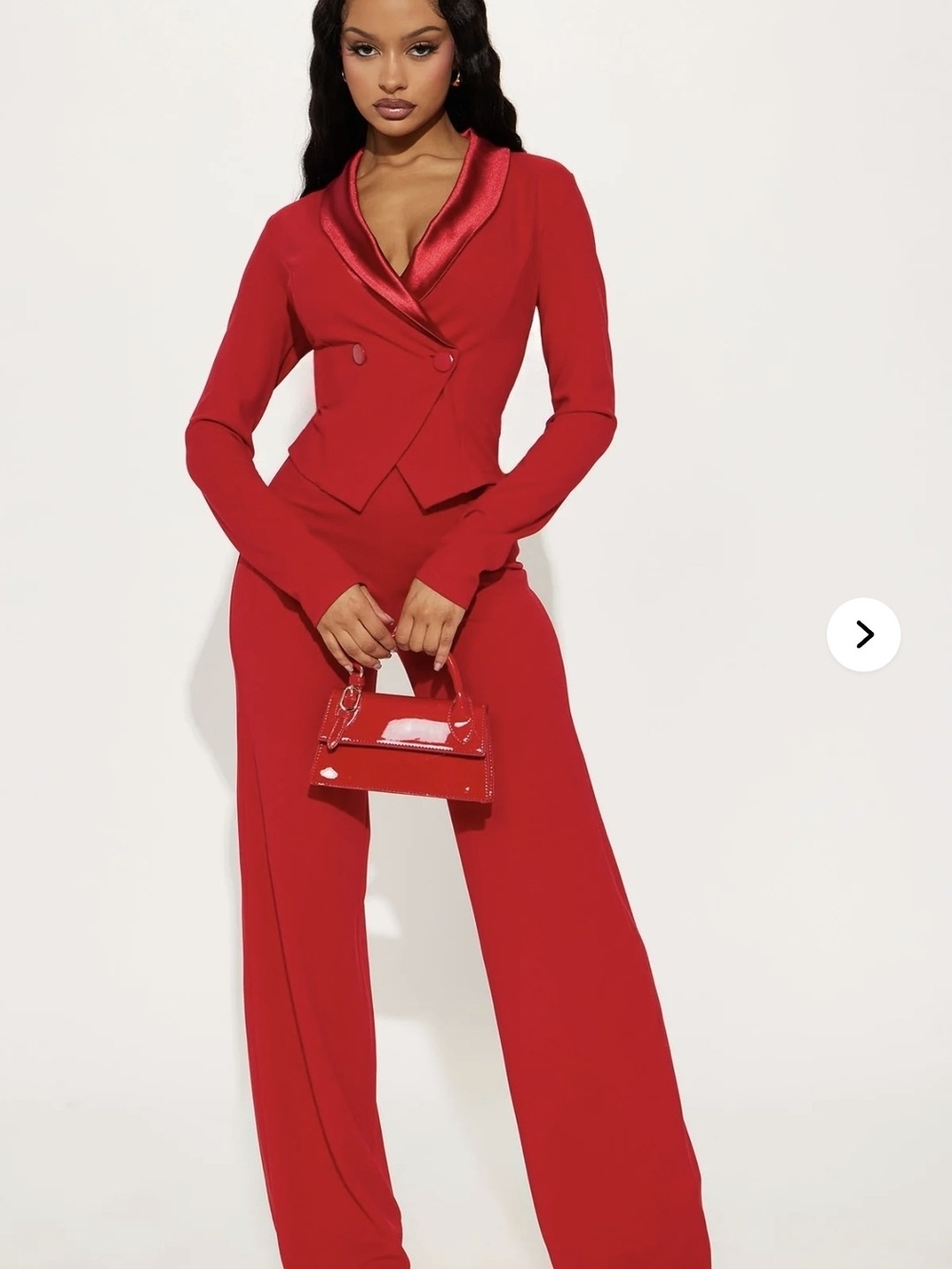 Fashion Nova Best Wishes Red Women’s Jumpsuit with Draped Collar - Picture 3 of 5